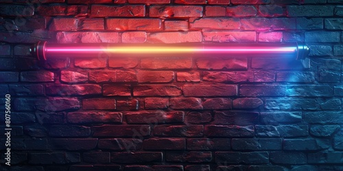 Deeper Neon Tube Sign on Brickwork. Bright Fluorescent Colors in 3D Rendered Royalty-Free Picture. © Popelniushka