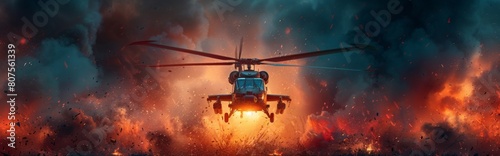 Dramatic Helicopter Crash - 4K HD Wallpaper of Explosive Wreckage and Smoke

 photo