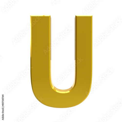 Letter U gold with transparent background