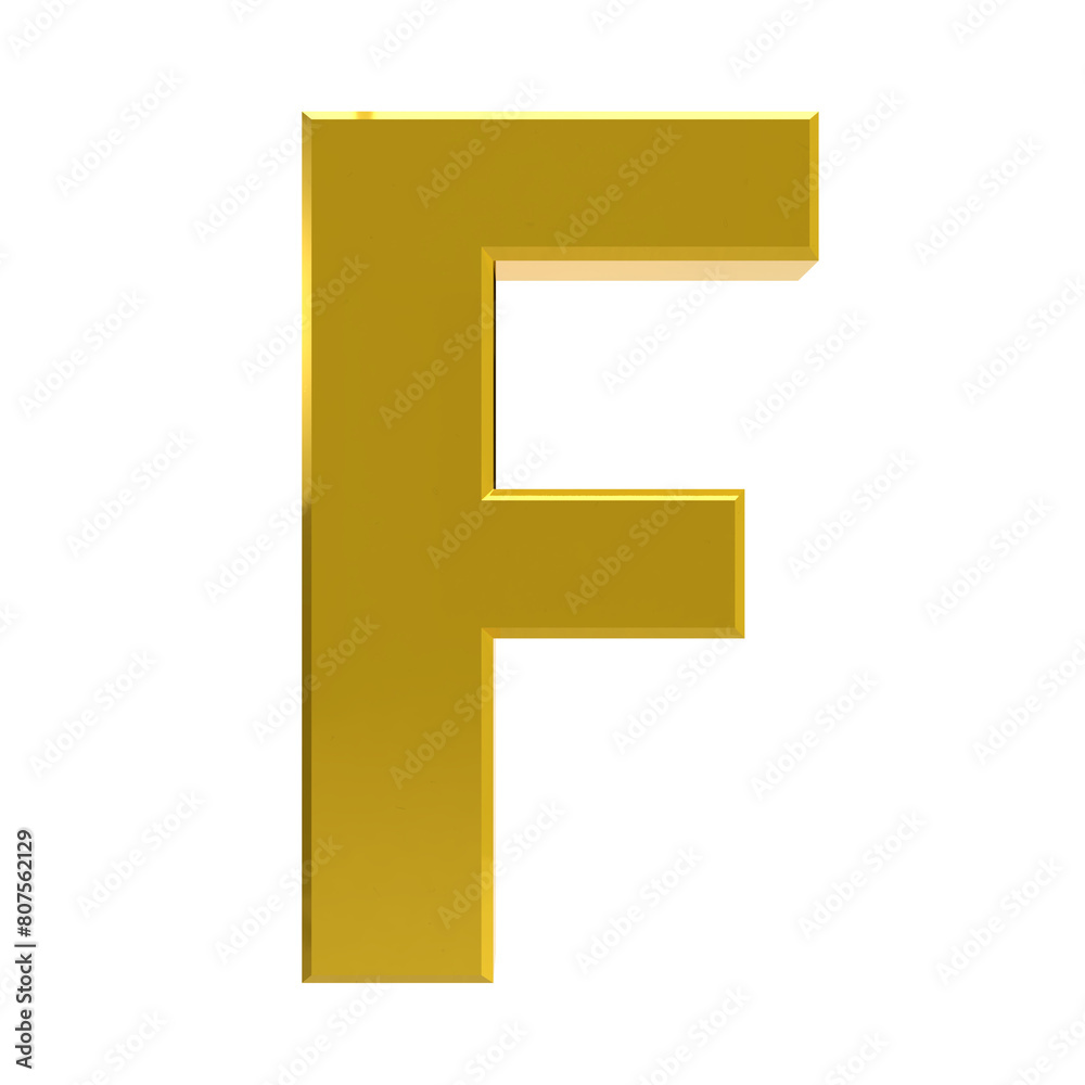 Letter F gold with transparent background Letter F gold with transparent background