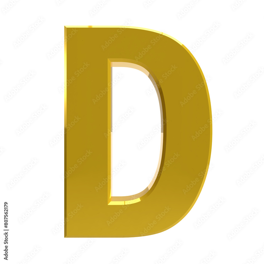 Letter D gold with transparent background Letter D gold with transparent background