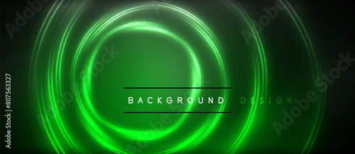Electric blue neon circles illuminate a dark background, resembling automotive tire marks on grass. The fontlike design creates a visual effect using technologydriven automotive lighting