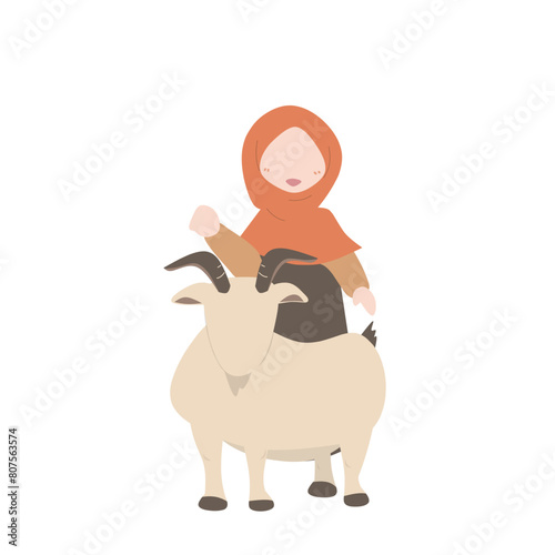 Muslim girl holding animal Sacrifice