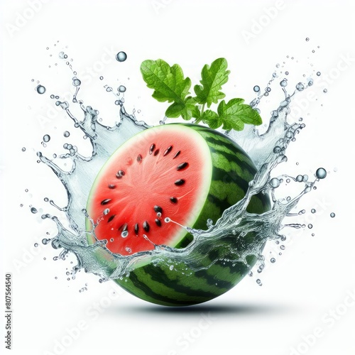 watermelon splashing isolated on white background