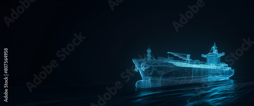 cargo ship in the sea, AI technology in the future bunkering, freight and supply chain business