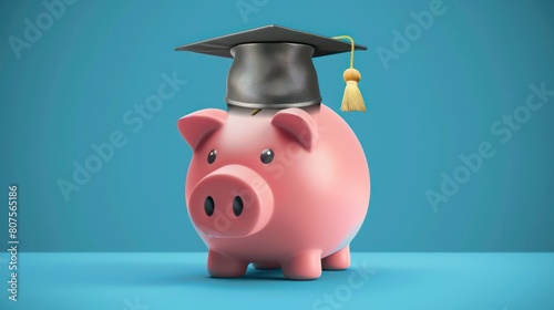 Illustration of a piggy bank or savings account with a graduation cap on top, symbolizing the long-term investment in education and the importance of saving for college.