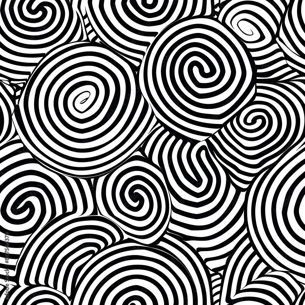 Black and white Zen pattern. Seamless pattern.