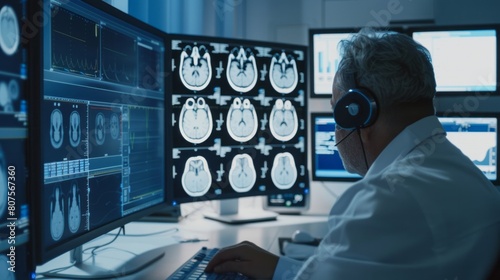 an AI-powered medical imaging system analyzing radiological images to assist radiologists in detecting and diagnosing diseases such as cancer photo