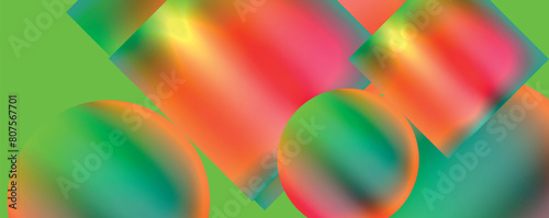 Colorfulness, petals, symmetry, and patterns in macro photography of magenta flowers on a green background with circles and squares