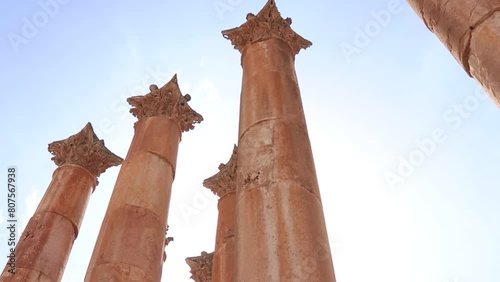 Magestic Columns in the Ancient City of Jerash, Jordan. photo
