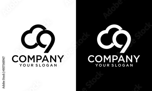 Creative abstract number nine cloud vector logo design template element. Colorful concept icon, Cloud nine concept logo design for company | Logo for technology, communication, web etc. photo
