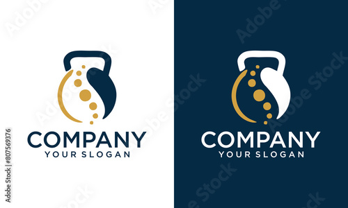 Creative Chiropractor barbell/Gym and Fitness Logo Design Vector
