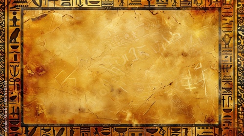 Ancient hieroglyphic script pattern on a stone texture photo