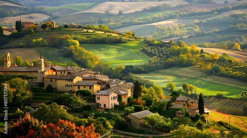 Village of Cingoli Marche Italy. Beautifull italian village in tuscani landcape.