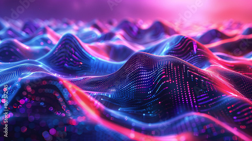 Abstract digital landscape with vibrant data streams. Futuristic textures in a dynamic digital world. Abstract world of vibrant data streams and dynamic technology. Data streams and futuristic texture © Artinun