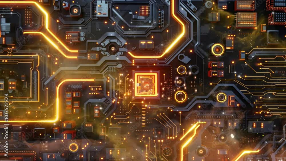 circuit board background texture . seamless looping overlay 4k virtual video animation background