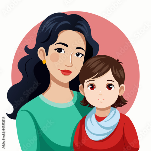 Mom and child vector illustration on a white background 