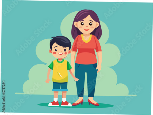 Mom and child vector illustration on a white background