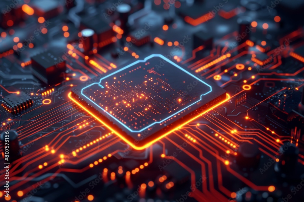CPU processor microchip circuit board illustration created with generative ai CPU processor microchip circuit board illustration created with generative ai