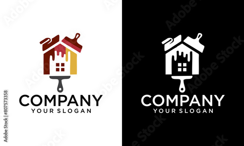 Creative Painting logo and Real Estate, Property & Homes business logo design. colorful paint house logo design vector, House Paint Logo Design Concept Vector, Home House Painting Service Coloring