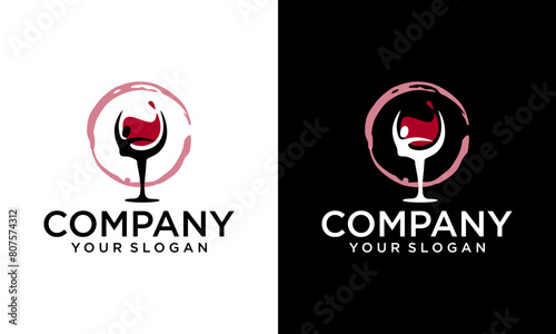Creative Ballet/Dance with wine glass logo design vector silhouette illustration