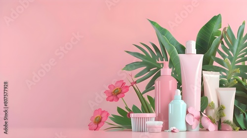 Wallpaper Mural Presentation template for natural beauty products on pink background Torontodigital.ca