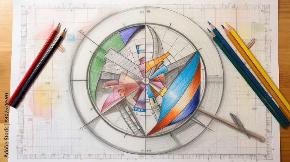 A mat assignment in progress featured squares of paper, and some stationery and erasers on the table A mat assignment in progress featured squares of paper, and some stationery and erasers on the table