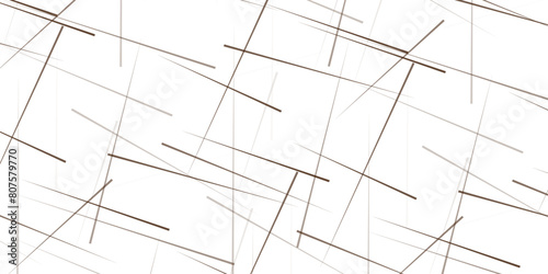 Chaotic abstract lines abstract geometric pattern background. Vector brown diagonal crossed lines for modern contemporary art backdrop white design