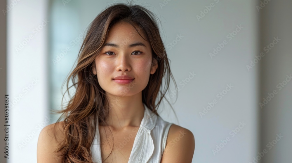 Leadership Development, A real photo illustrating leadership development and mentorship with a young Asian woman taking on leadership roles against a white background. Leadership Development, A real photo illustrating leadership development and mentorship with a young Asian woman taking on leadership roles against a white background.