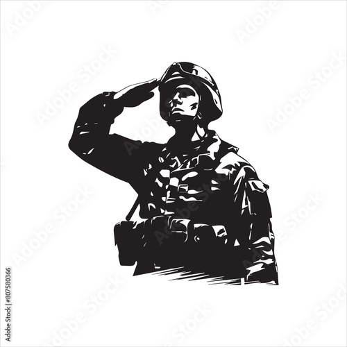 Veterans Army Saluting Vector Silhouettes Bundle, Soldier silhouettes collection for Veterans Day