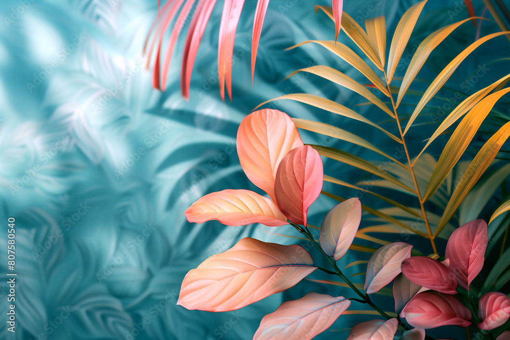 Naklejka premium カラフルな植物のボタニカルな背景