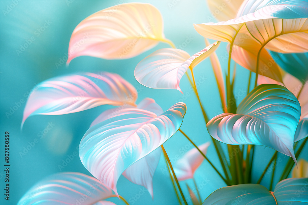 Fototapeta premium カラフルな植物のボタニカルな背景