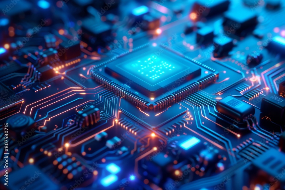 CPU processor microchip circuit board illustration created with generative ai CPU processor microchip circuit board illustration created with generative ai