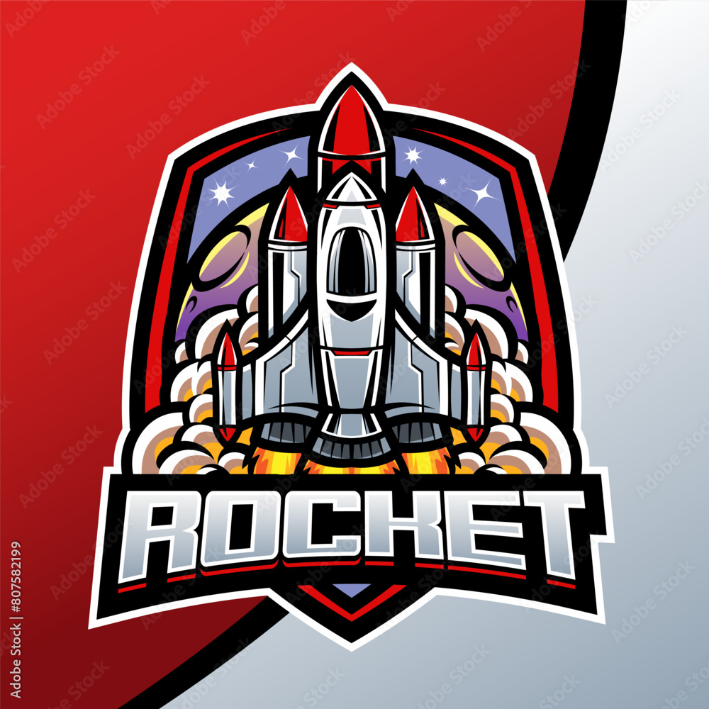 Rocket space mascot logo design