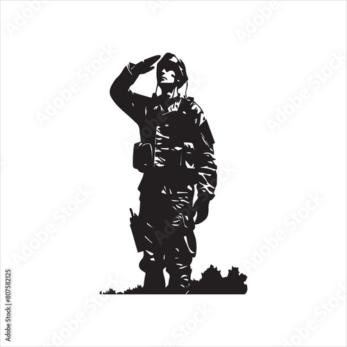 Veterans Army Saluting Vector Silhouettes Bundle, Soldier silhouettes collection for Veterans Day