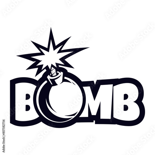 Bomb explosion mascot logo for sport and esport line art