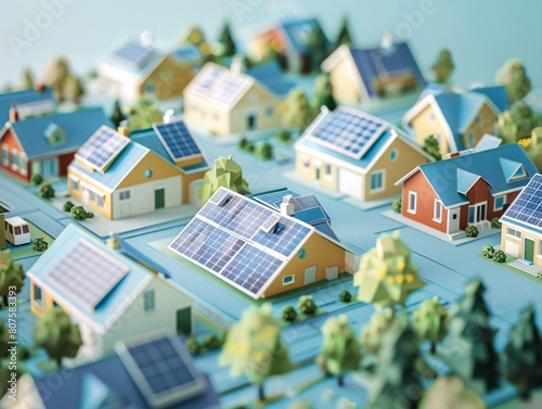 a model of a village with solar panels © TONSTOCK