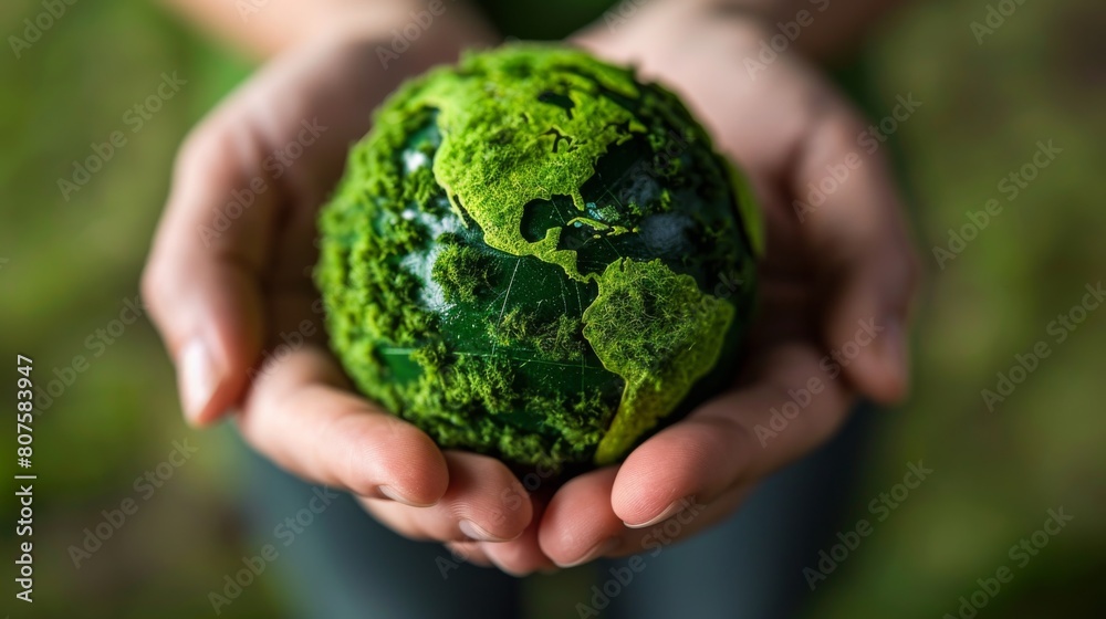 planet protection with a captivating. Capture a person holding a globe with a green surface. inspire viewers to adopt eco-friendly practices and advocate for environmental conservation. planet protection with a captivating. Capture a person holding a globe with a green surface. inspire viewers to adopt eco-friendly practices and advocate for environmental conservation.