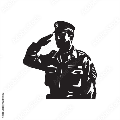 Veterans Army Saluting Vector Silhouettes Bundle, Soldier silhouettes collection for Veterans Day