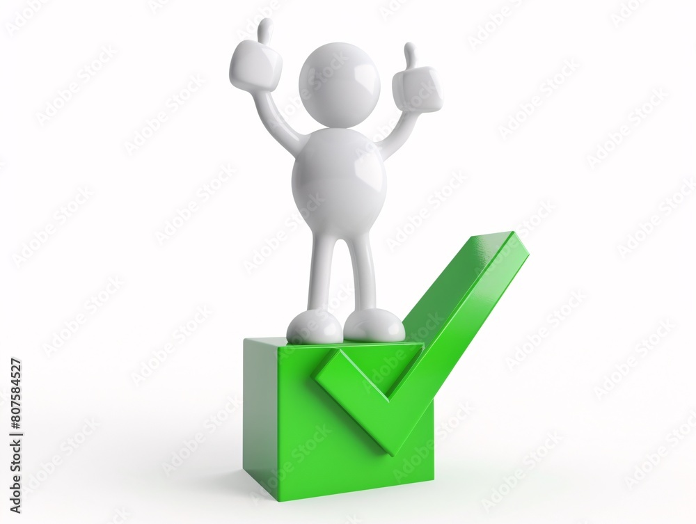 a white figure on a green check mark a white figure on a green check mark