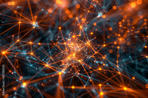 A surreal network of digital communication portrayed with radiant, interconnected plexus lines.