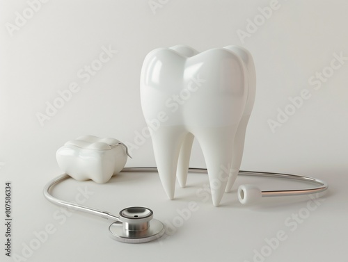 a stethoscope and a tooth model