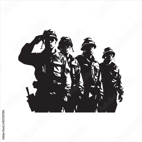 Veterans Army Saluting Vector Silhouettes Bundle, Soldier silhouettes collection for Veterans Day
