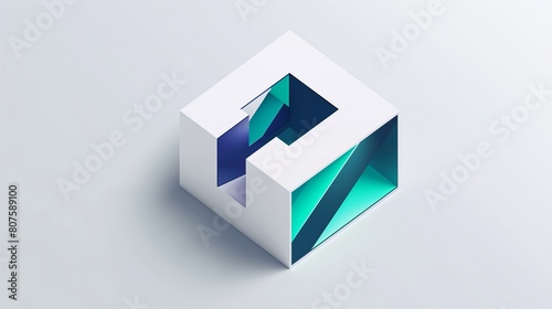  An innovative logo concept featuring geometric shapes and negative space, creating a visually captivating composition against a solid white canvas
 photo