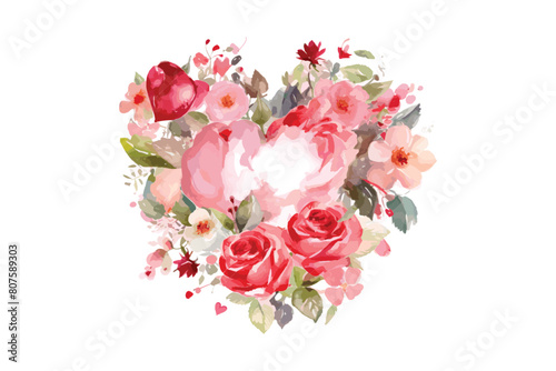 Romantic Floral and Love Vector Collection  Captivating Watercolor Flowers and Heart Designs  Enchanting Watercolor Flower and Heart Graphics  Hand-Painted Watercolor Florals and Love Shapes  