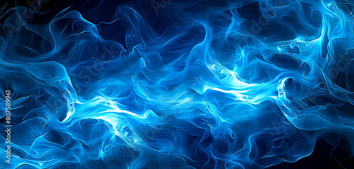 Electric azure blue waves styled as abstract flames ideal for a vivid striking background © Shayan