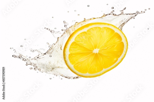 a lemon slice in water