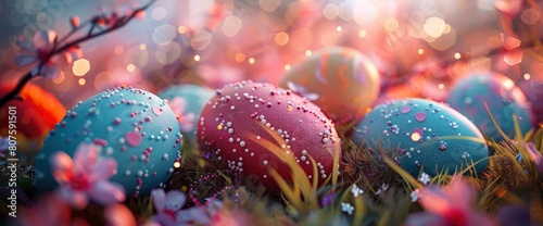 A Happy Easter Background With Painted Eggs Conjures Feelings Of Joy And Celebration, Background HD For Designer  photo