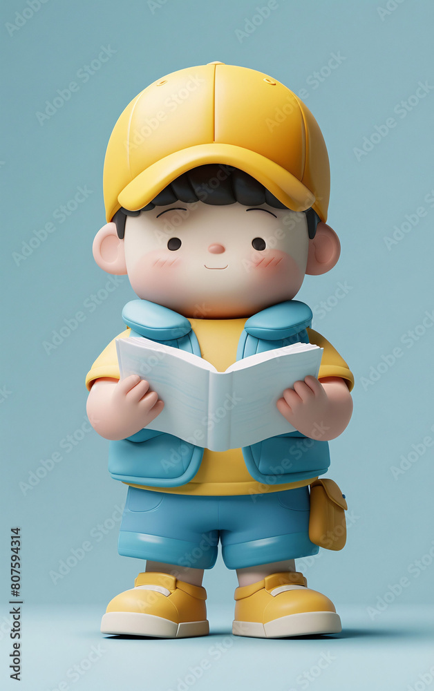 3D rendering of cute cartoon little boy carrying school bag going to school scene illustration 3D rendering of cute cartoon little boy carrying school bag going to school scene illustration