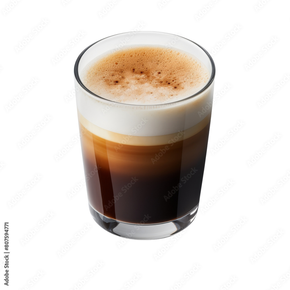 A photo of a delicious-looking coffee drink with a frothy top in a clear glass cup. A photo of a delicious-looking coffee drink with a frothy top in a clear glass cup.